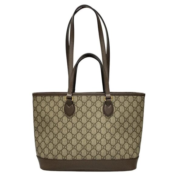 Auth GUCCI Ophidia/GG Supreme Dark Brown Beige PVC Leather Tote Bag - Picture 2 of 14